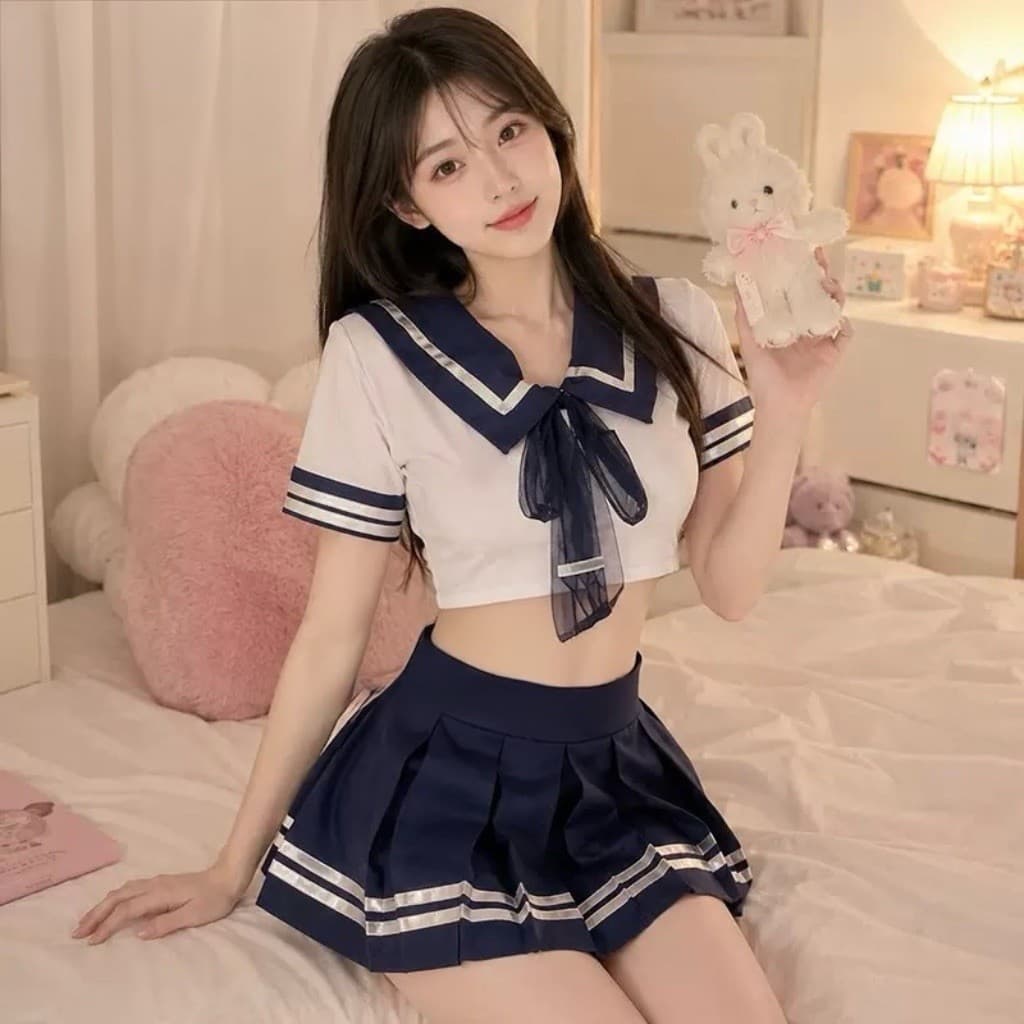 LOVELACE #1205 Pakaian Sexy Wanita Cosplay Anak Sekolah 6