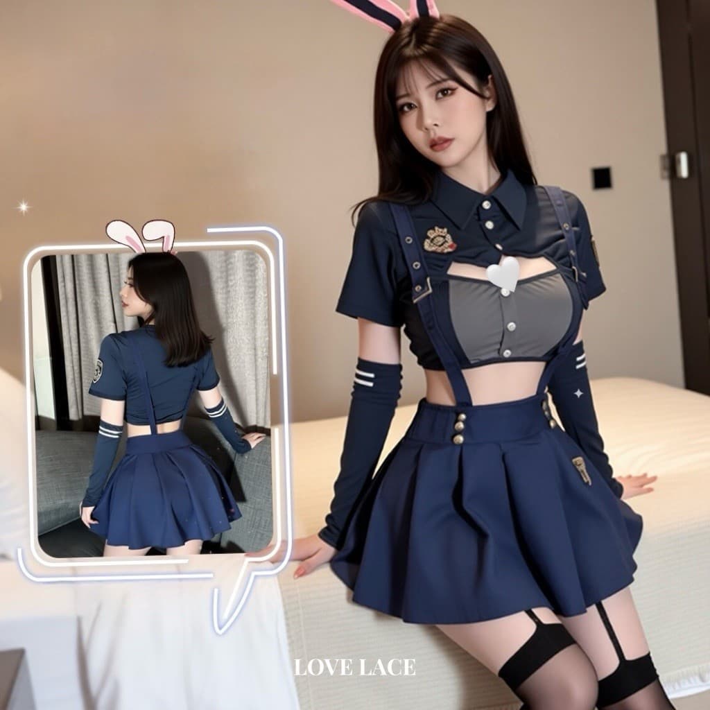 Lovelace #0445 One Set Lingerie Kostum Sekolah + Bando
