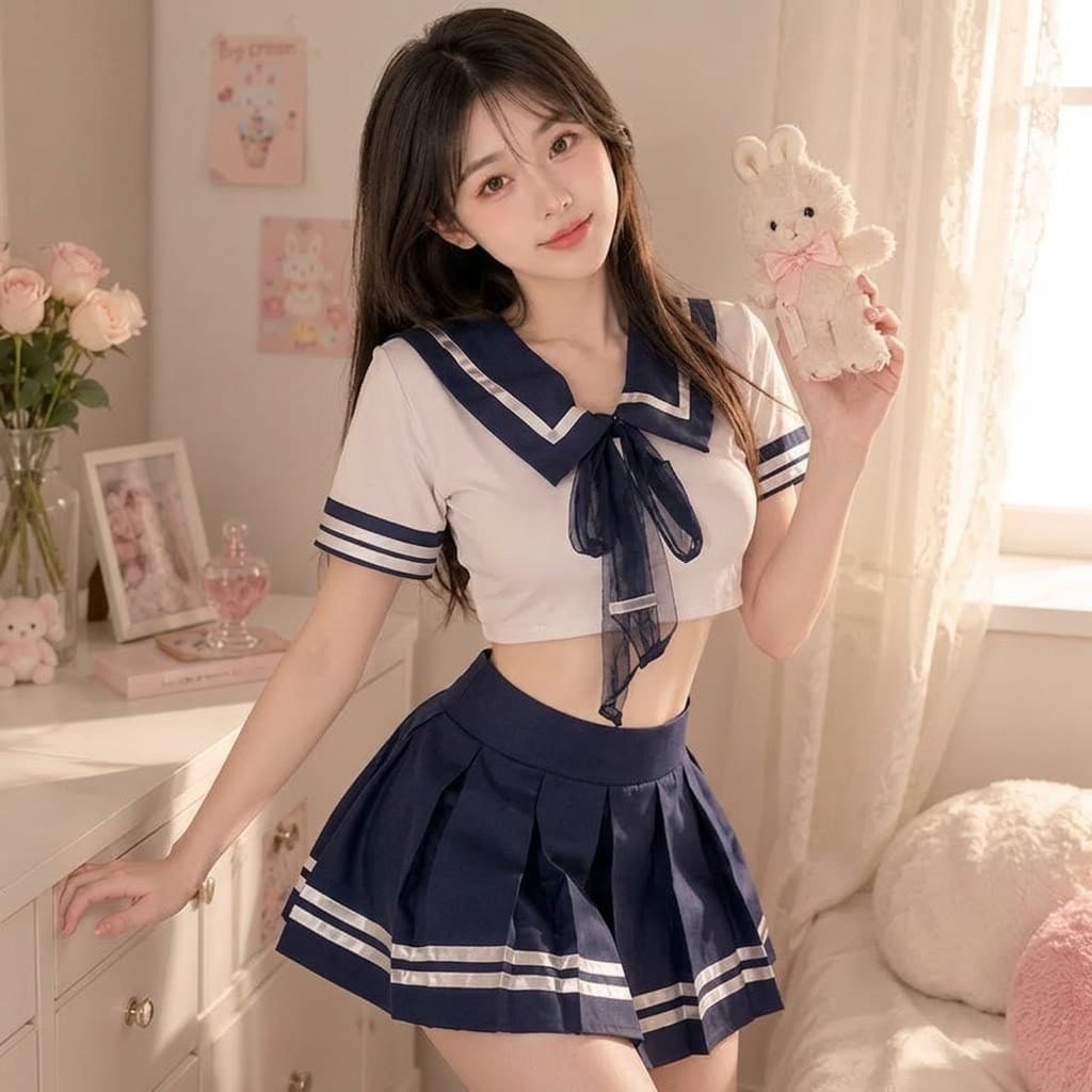 LOVELACE #1205 Pakaian Sexy Wanita Cosplay Anak Sekolah 4