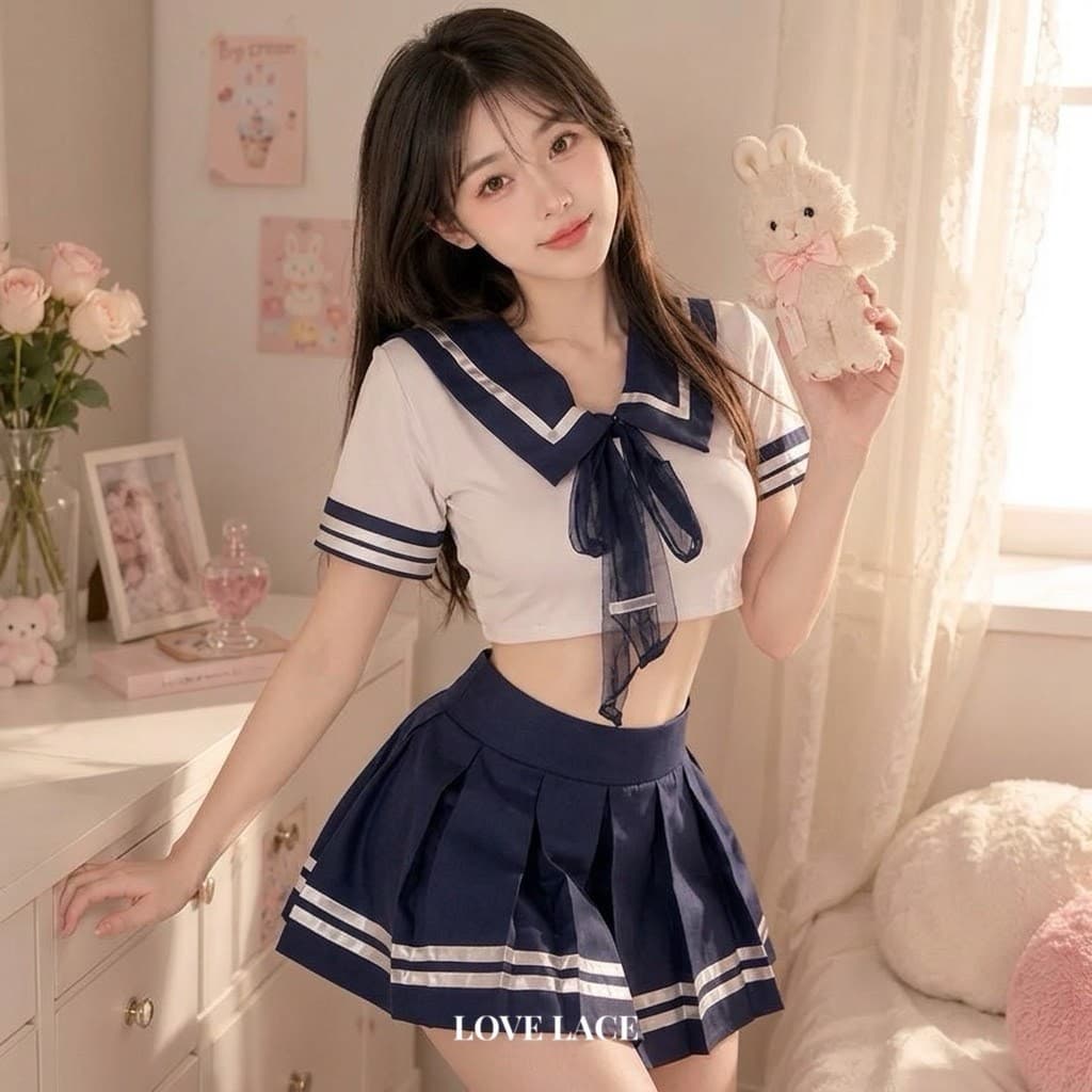 LOVELACE #1205 Pakaian Sexy Wanita Cosplay Anak Sekolah
