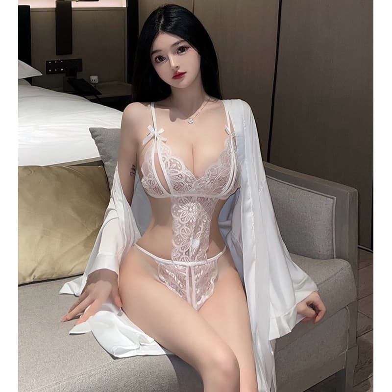 LOVELACE #1204 Lingerie Bodysuit V-neck Tanpa Kimono 4