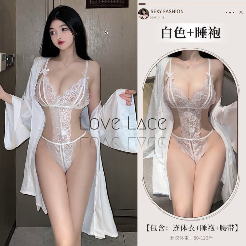 LOVELACE #1204 Lingerie Bodysuit V-neck Tanpa Kimono 3