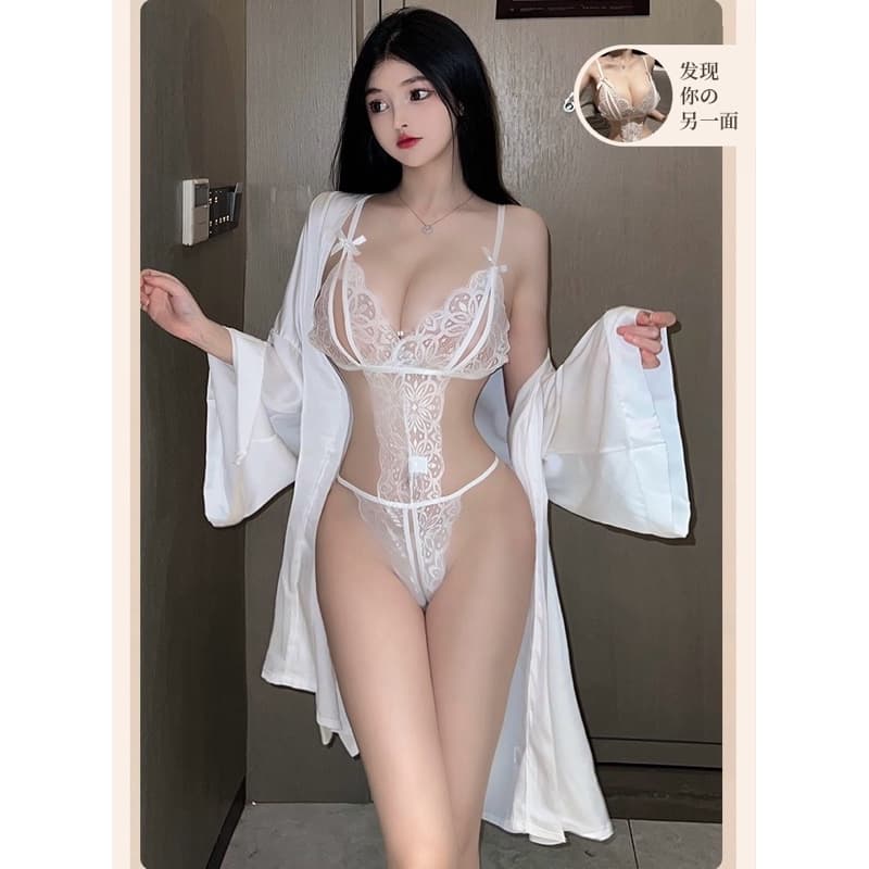 LOVELACE #1204 Lingerie Bodysuit V-neck Tanpa Kimono 7