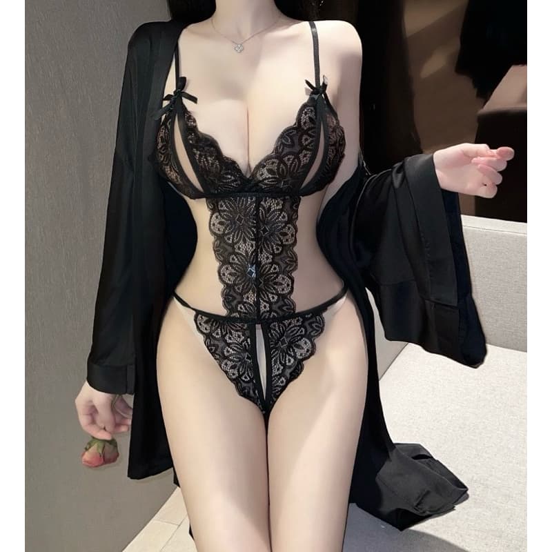 LOVELACE #1204 Lingerie Bodysuit V-neck Tanpa Kimono 2