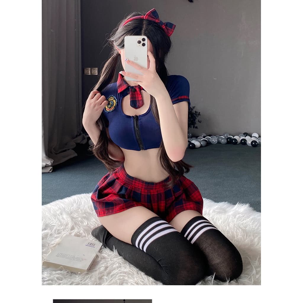 LOVELACE #1686 Pakaian Sexy Wanita Kostum Anak Sekolah + Bando 9