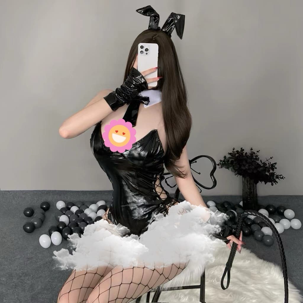 LOVELACE #1101 Sexy Bodysuit Lingerie Rabbit + Bando + Stocking + Dasi