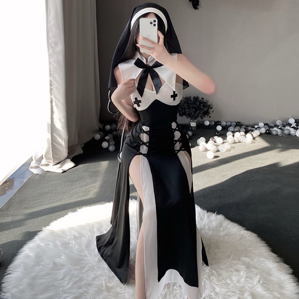 LOVELACE #2717 One Set Kostum Cosplay Biarawati Suster 3