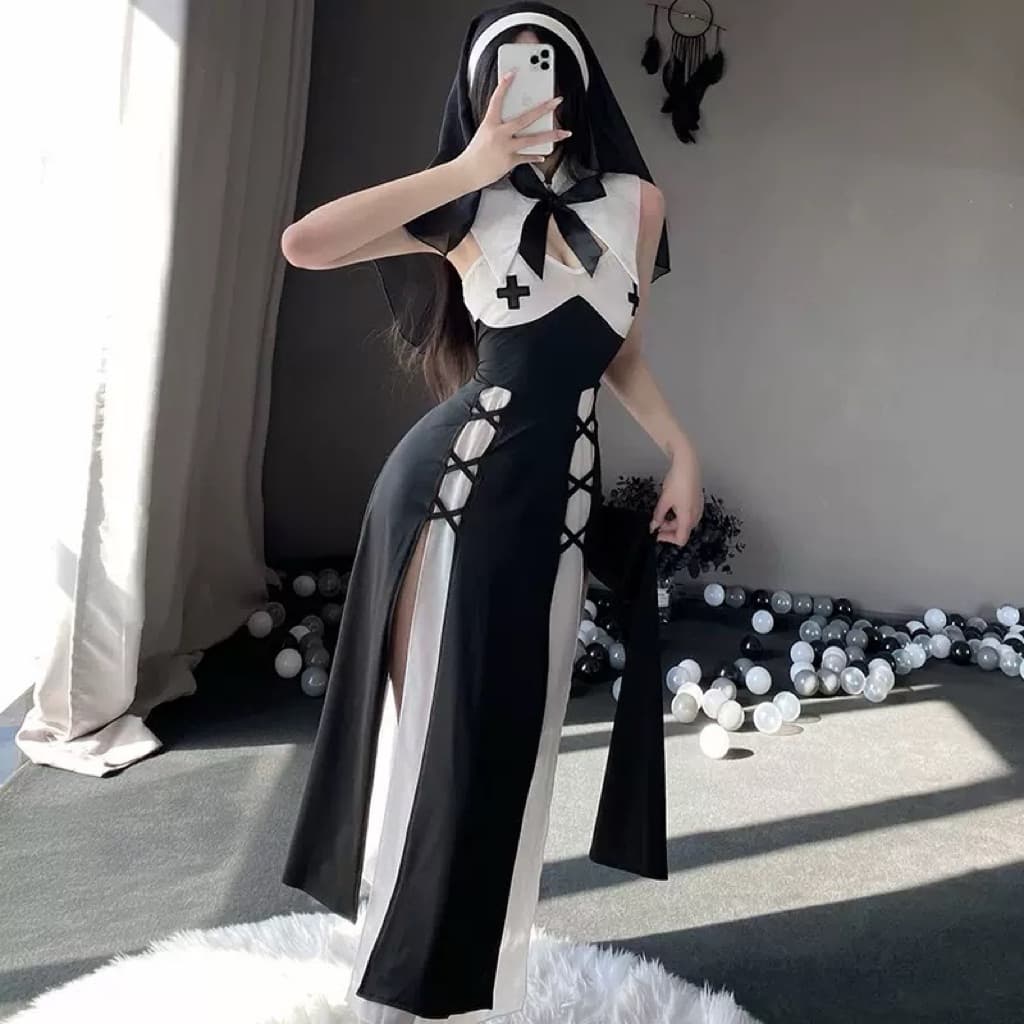 LOVELACE #2717 One Set Kostum Cosplay Biarawati Suster 7