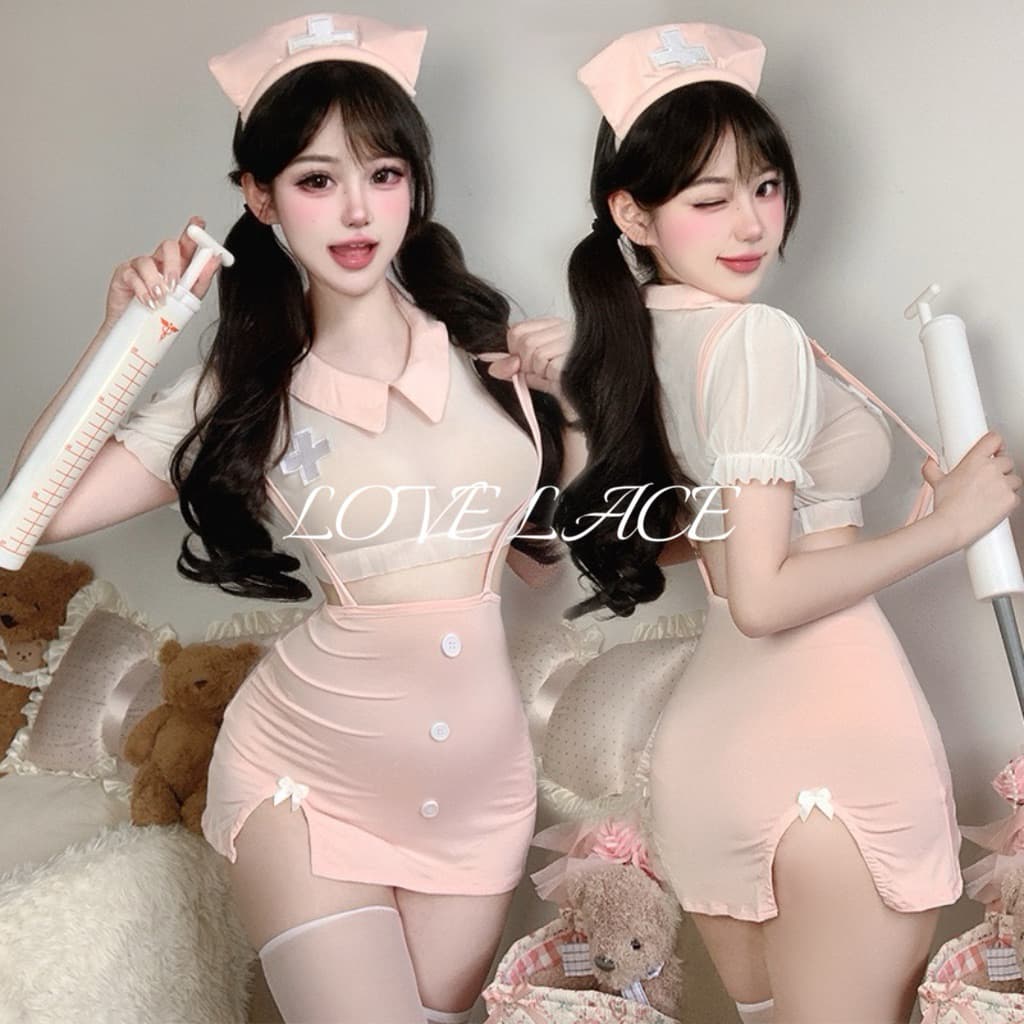 LOVELACE #1316 Sexy Pakaian Wanita Suster + Bando