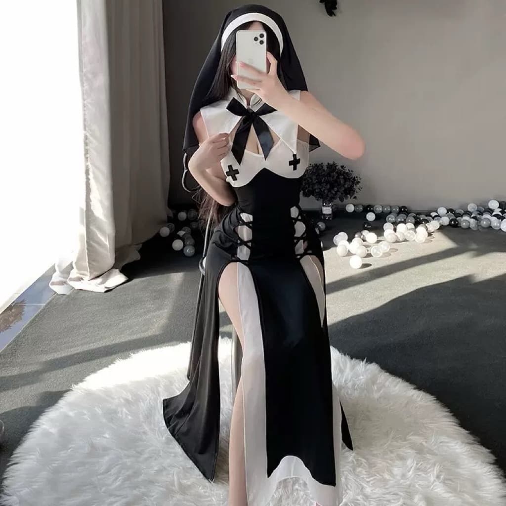 LOVELACE #2717 One Set Kostum Cosplay Biarawati Suster 8