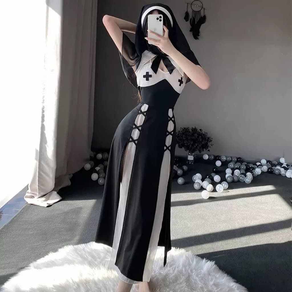 LOVELACE #2717 One Set Kostum Cosplay Biarawati Suster 4