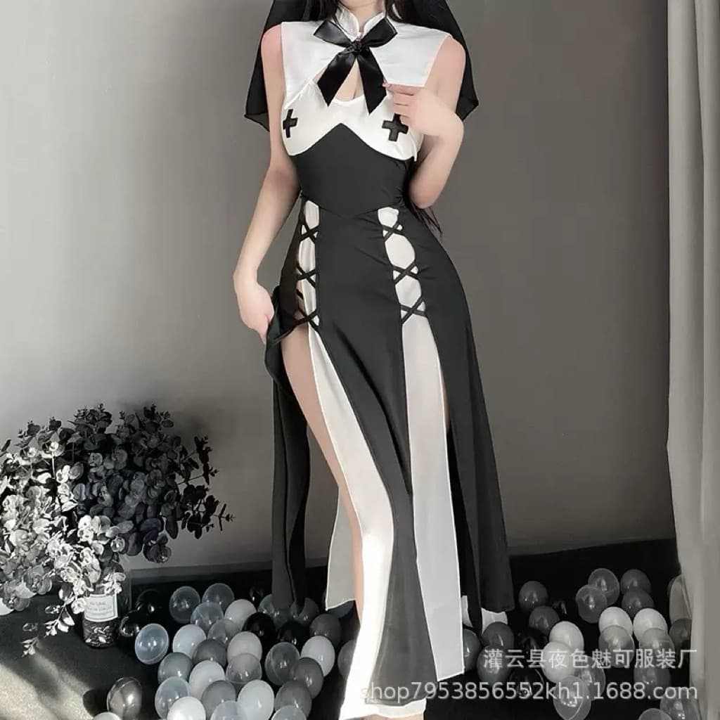 LOVELACE #2717 One Set Kostum Cosplay Biarawati Suster 2