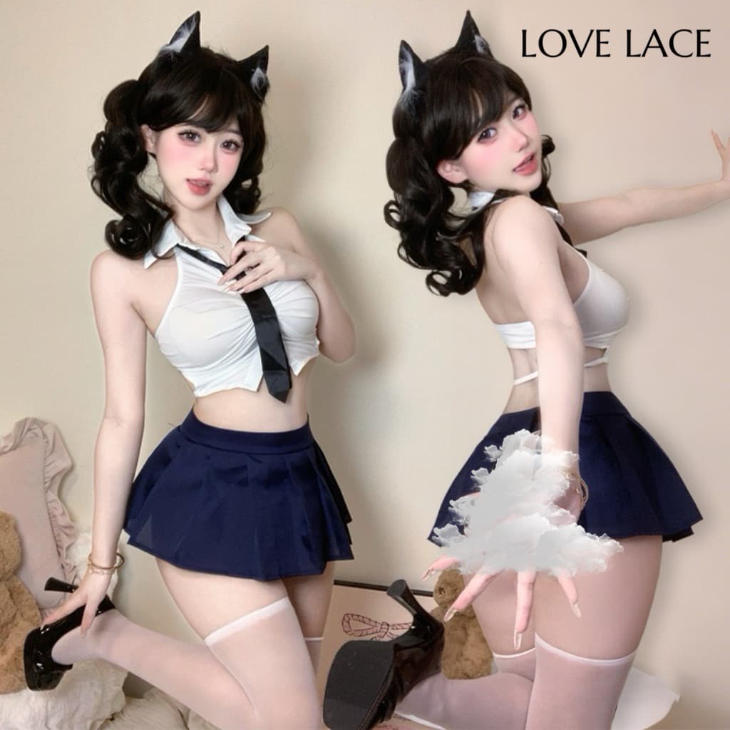 LOVELACE #1143 Pakaian Sexy Wanita Rok Mini + Dasi