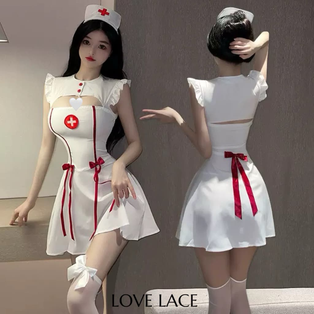 LOVELACE #0281 Dress Sexy Kostum Suster + Bando 7