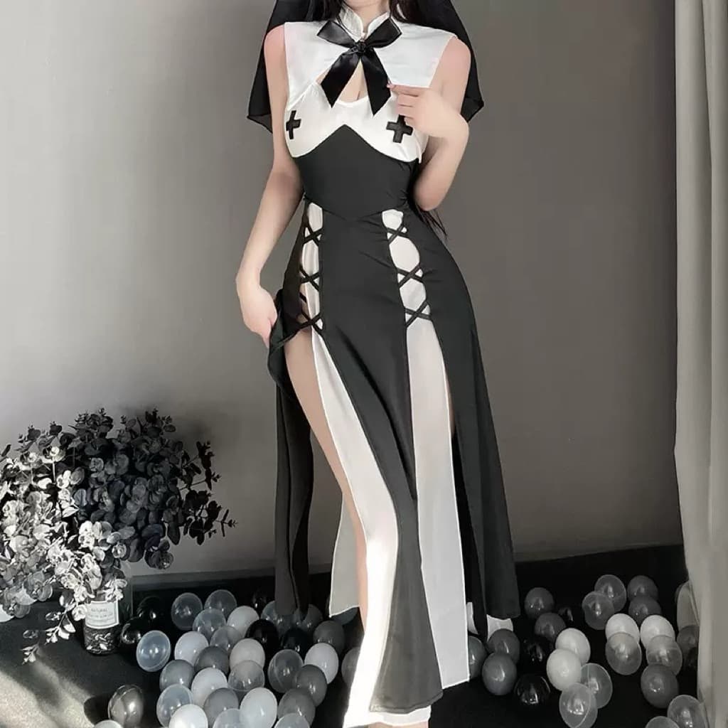 LOVELACE #2717 One Set Kostum Cosplay Biarawati Suster 5