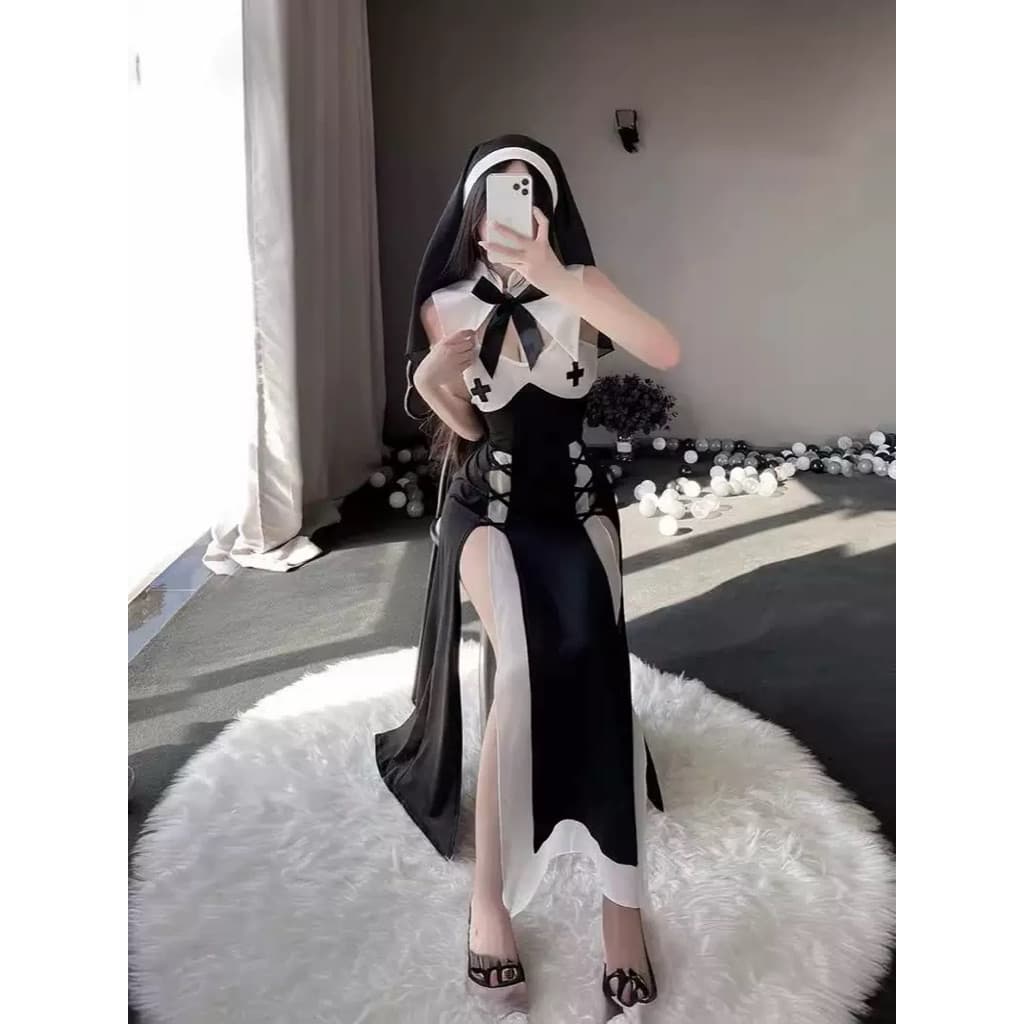 LOVELACE #2717 One Set Kostum Cosplay Biarawati Suster 9