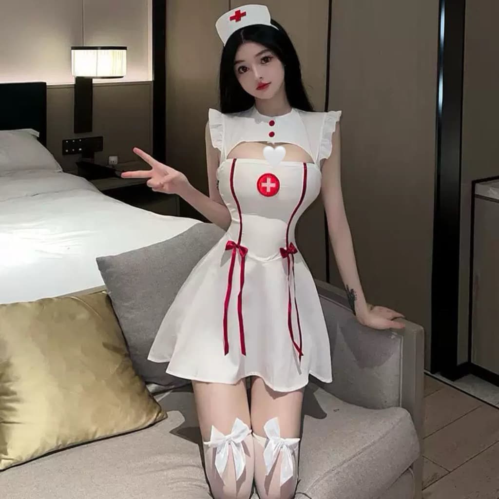 LOVELACE #0281 Dress Sexy Kostum Suster + Bando 8
