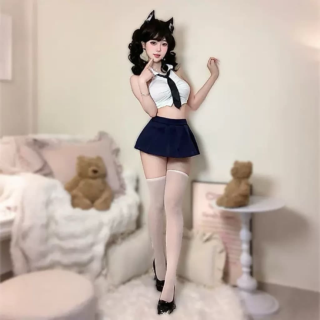 LOVELACE #1143 Pakaian Sexy Wanita Rok Mini + Dasi 6